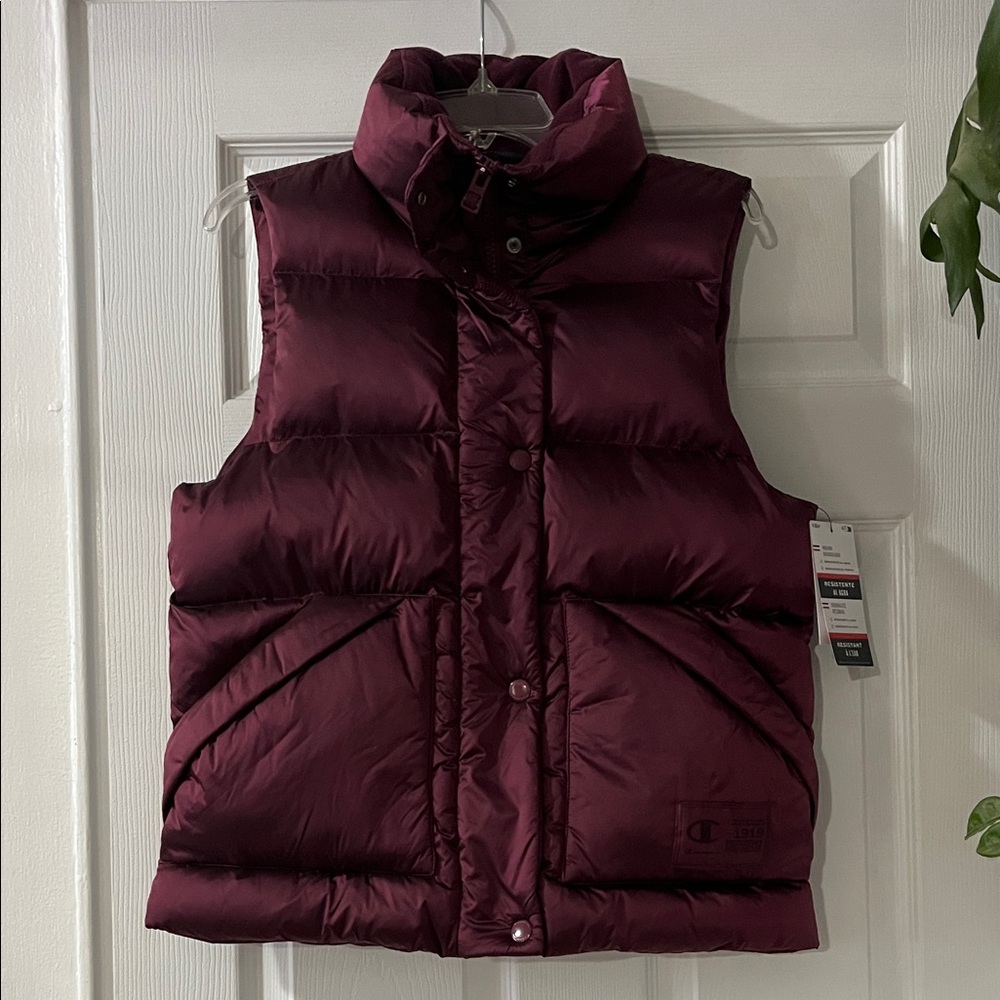 Champion Maroon Puffer Vest XS